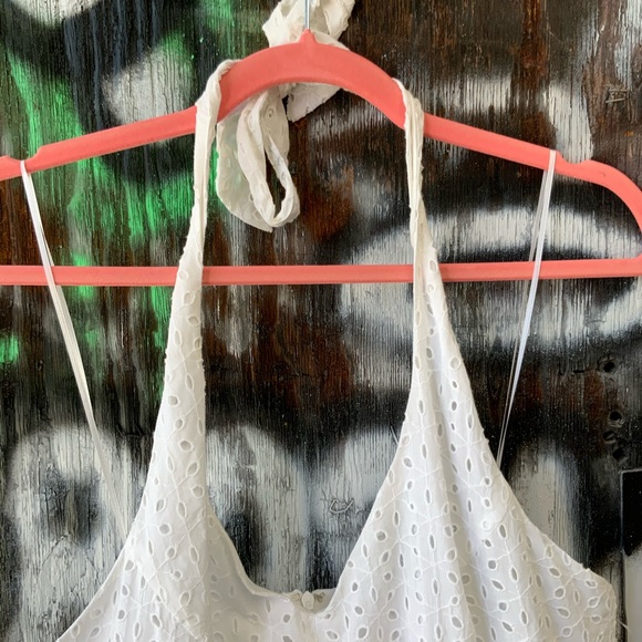 NWT Sandra Darren Women's Fit Flare Dress White Lace Sleeveless Halter Dress OBO - Picture 8 of 12